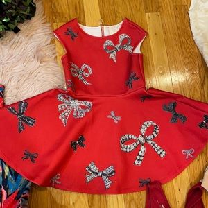 Girls Red bow dress